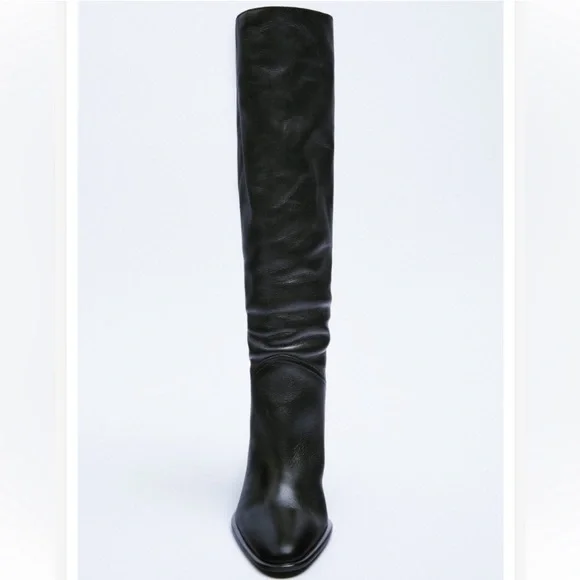 ZARA HEELED LEATHER KNEE HIGH BOOTS BLOGGERS FAV BRAND NEW WITH TAGS US 8 EUR 39 - Picture 3 of 4